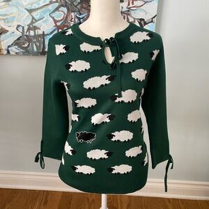 Unique Vintage Green Sheep Pattern Sweater